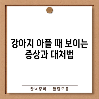 강아지 아플 때 보이는 증상과 대처법