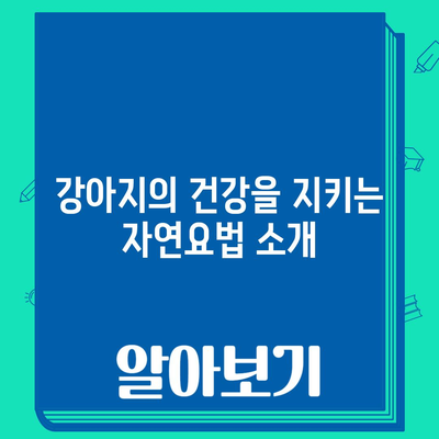 강아지의 건강을 지키는 자연요법 소개