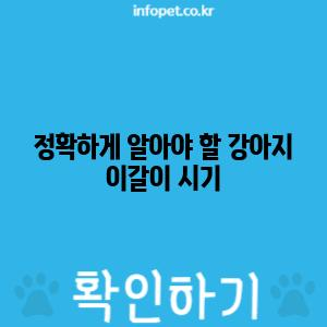 정확하게 알아야 할 강아지 이갈이 시기