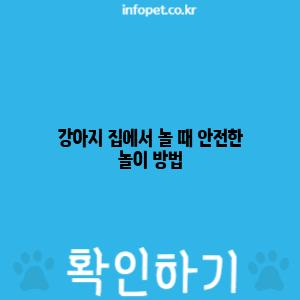 강아지 집에서 놀 때 안전한 놀이 방법