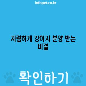 저렴하게 강아지 분양 받는 비결