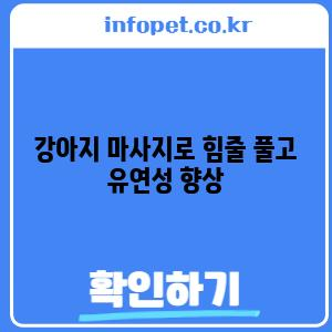 강아지 마사지로 힘줄 풀고 유연성 향상
